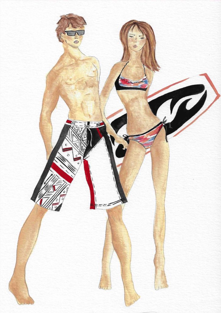 Amelie Chabot fashion illustration surfers